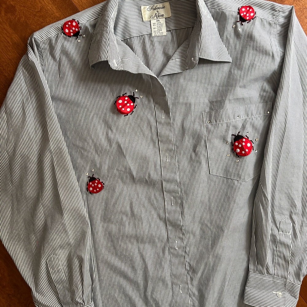 Striped Shirt with Ladybug Accents